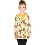 Leaves Foliage Acorns Barrel Kids  Double Breasted Button Coat