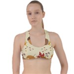 Leaves Foliage Acorns Barrel Criss Cross Racerback Sports Bra