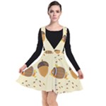 Leaves Foliage Acorns Barrel Plunge Pinafore Dress
