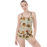 Leaves Foliage Acorns Barrel Boyleg Tankini Set 