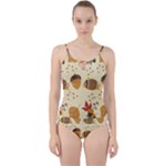 Leaves Foliage Acorns Barrel Cut Out Top Tankini Set