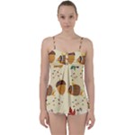 Leaves Foliage Acorns Barrel Babydoll Tankini Top