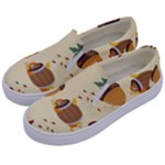 Leaves Foliage Acorns Barrel Kids  Canvas Slip Ons