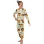 Leaves Foliage Acorns Barrel Kids  Long Sleeve Set 