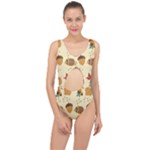 Leaves Foliage Acorns Barrel Center Cut Out Swimsuit