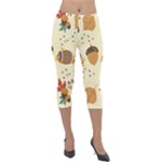 Leaves Foliage Acorns Barrel Lightweight Velour Capri Leggings 