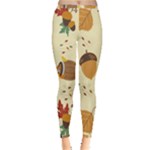 Leaves Foliage Acorns Barrel Inside Out Leggings