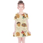 Leaves Foliage Acorns Barrel Kids  Simple Cotton Dress