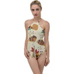 Leaves Foliage Acorns Barrel Go with the Flow One Piece Swimsuit