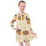 Leaves Foliage Acorns Barrel Kids  Quarter Sleeve Shirt Dress