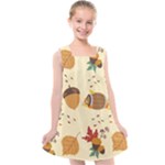 Leaves Foliage Acorns Barrel Kids  Cross Back Dress