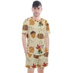 Leaves Foliage Acorns Barrel Men s Mesh T-Shirt and Shorts Set
