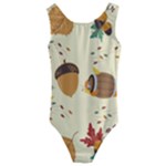 Leaves Foliage Acorns Barrel Kids  Cut-Out Back One Piece Swimsuit