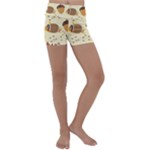 Leaves Foliage Acorns Barrel Kids  Lightweight Velour Yoga Shorts