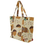 Leaves Foliage Acorns Barrel Zip Up Canvas Bag