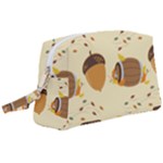 Leaves Foliage Acorns Barrel Wristlet Pouch Bag (Large)