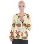 Leaves Foliage Acorns Barrel Casual Zip Up Jacket