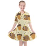 Leaves Foliage Acorns Barrel Kids  All Frills Chiffon Dress