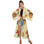 Leaves Foliage Acorns Barrel Maxi Kimono