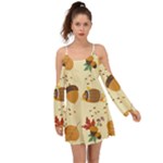 Leaves Foliage Acorns Barrel Boho Dress