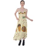 Leaves Foliage Acorns Barrel Tie Back Maxi Dress