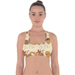 Leaves Foliage Acorns Barrel Cross Back Hipster Bikini Top 