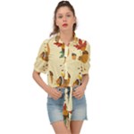 Leaves Foliage Acorns Barrel Tie Front Shirt 