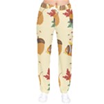 Leaves Foliage Acorns Barrel Women Velvet Drawstring Pants