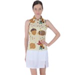 Leaves Foliage Acorns Barrel Women s Sleeveless Polo T-Shirt
