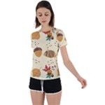 Leaves Foliage Acorns Barrel Back Circle Cutout Sports T-Shirt