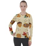 Leaves Foliage Acorns Barrel Women s Pique Long Sleeve T-Shirt