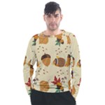 Leaves Foliage Acorns Barrel Men s Long Sleeve Raglan T-Shirt
