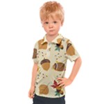Leaves Foliage Acorns Barrel Kids  Polo T-Shirt