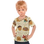 Leaves Foliage Acorns Barrel Kids  Sports T-Shirt