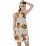Leaves Foliage Acorns Barrel Racer Back Hoodie Dress