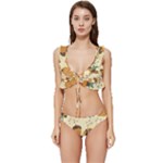 Leaves Foliage Acorns Barrel Low Cut Ruffle Edge Bikini Set