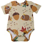 Leaves Foliage Acorns Barrel Baby Short Sleeve Bodysuit