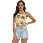 Leaves Foliage Acorns Barrel Backless Halter Cami Shirt
