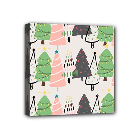 Christmas Trees Icons Mini Canvas 4  x 4  (Stretched) from ArtsNow.com