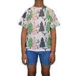 Christmas Trees Icons Kids  Short Sleeve Swimwear
