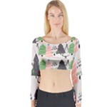 Christmas Trees Icons Long Sleeve Crop Top