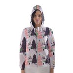 Christmas Trees Icons Women s Hooded Windbreaker