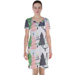 Christmas Trees Icons Short Sleeve Nightdress