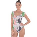 Christmas Trees Icons Short Sleeve Leotard 