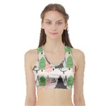 Christmas Trees Icons Sports Bra with Border