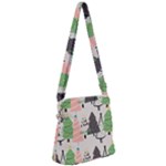Christmas Trees Icons Zipper Messenger Bag