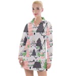 Christmas Trees Icons Women s Long Sleeve Casual Dress