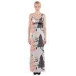 Christmas Trees Icons Thigh Split Maxi Dress