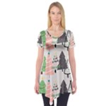 Christmas Trees Icons Short Sleeve Tunic 