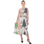 Christmas Trees Icons Midi Tie-Back Chiffon Dress
